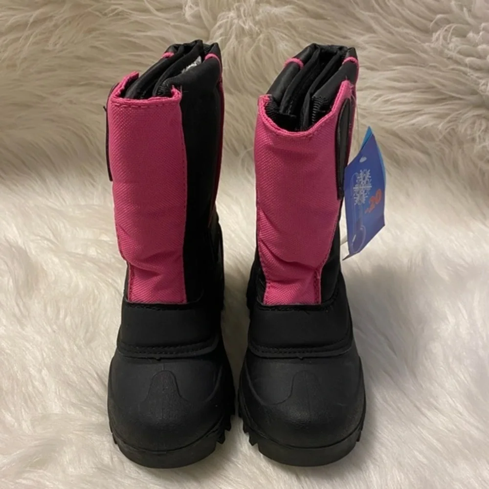 Cold Front Tech Wear Snow Boots‎ Girls Size 9 Winter Pull On Pink Black